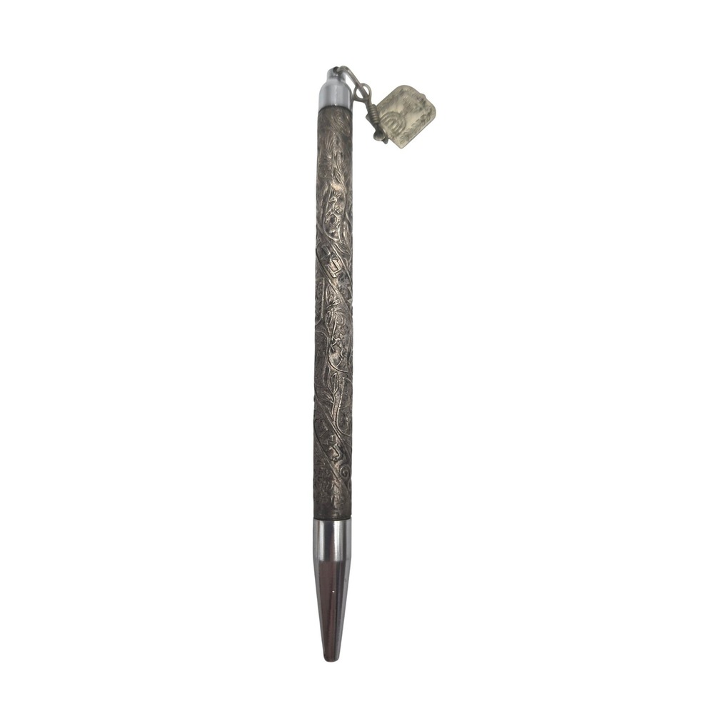 Vintage Globus Tribes of Israel Bazalel  Work Pen Menorah Silver Ballpoint